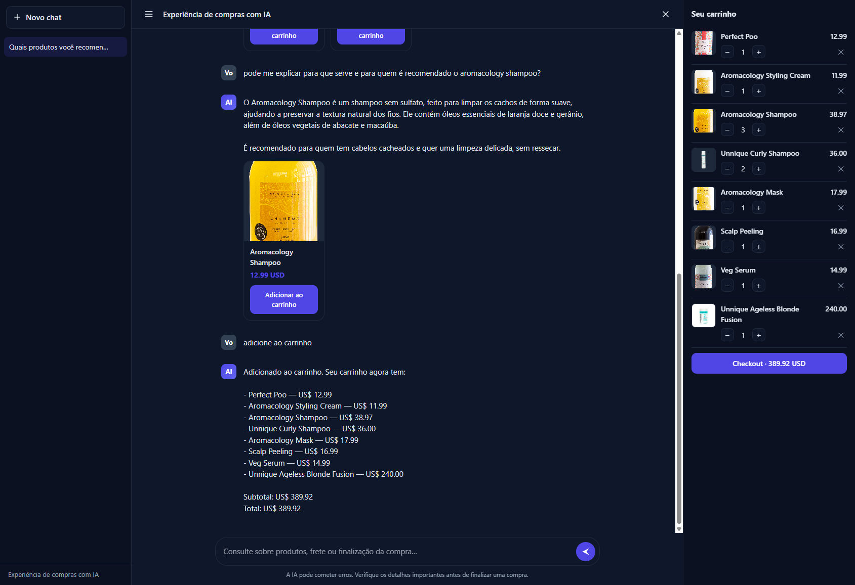 AI explaining a product's details