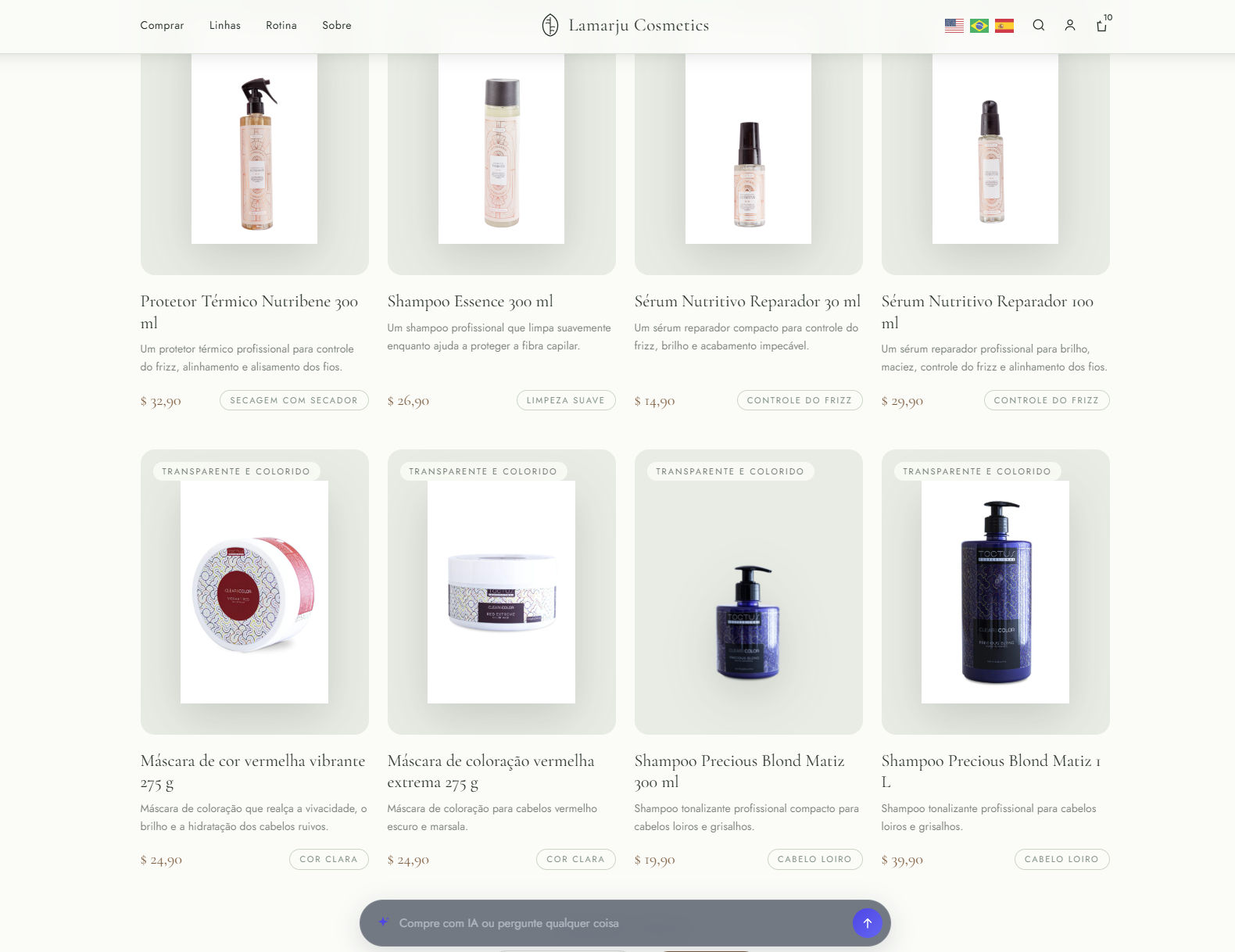 AI-powered search bar integrated with the catalog