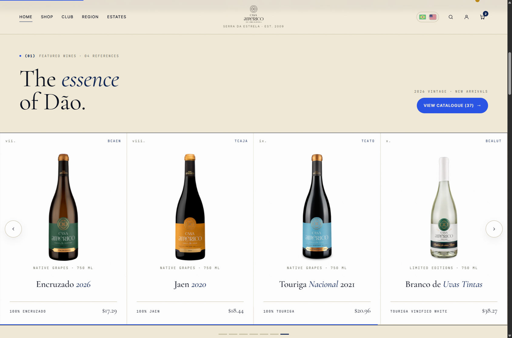 Featured wines carousel
