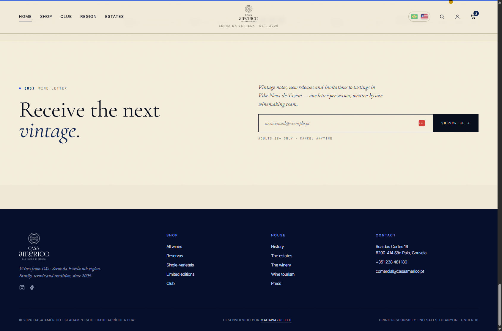 Wine letter and footer