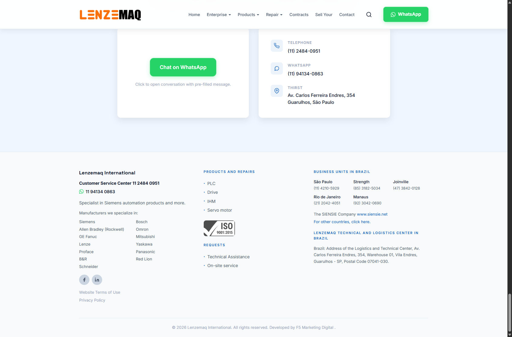 Contact and footer
